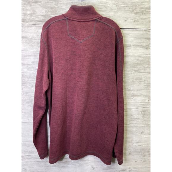 Eddie Bauer Sweater Mens XLT Burgundy Red 1/4 Zip Pullover - Picture 8 of 8